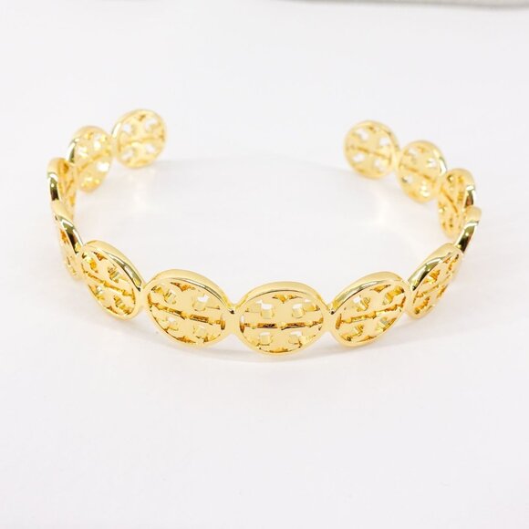 Tory Burch Miller Logo Cuff Bracelet Gold OS - Picture 2 of 10